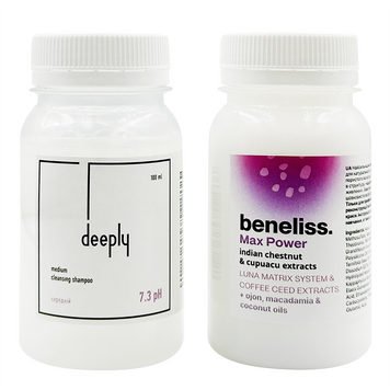 Beneliss Max Power + Deeply Medium Cleansing Shampoo 7.3 pH 100+100 мл BD0005 фото