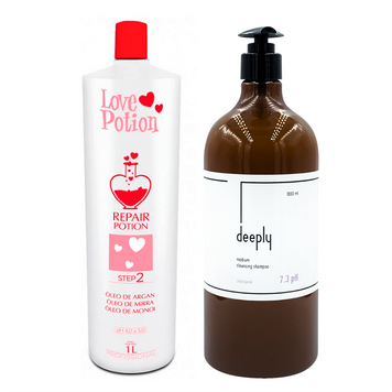 Кератин Love Potion Repair + Deeply Medium Cleansing Shampoo 7.3 pH 1000+1000 мл KIT0007 фото