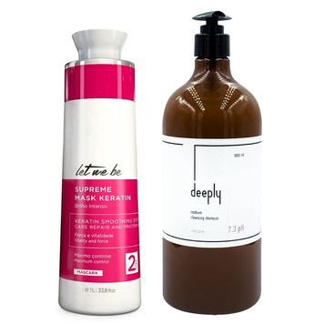 Кератин Let Me Be Supreme + Deeply Medium Cleansing Shampoo 7.3 pH 1000+1000 мл KIT0005 фото