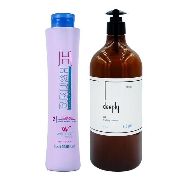 Ботекс Honma Tokyo (WENNOZ) H-Brush B.tox Platinum + Deeply Soft Cleansing Shampoo 6.5 pH 1000+1000 мл KIT0019 фото