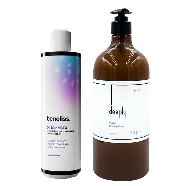 Beneliss Oil Blend BTX + Deeply Medium Cleansing Shampoo 7.3 pH 500+1000 мл BD0006 фото