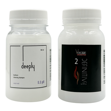 Кератин Vogue Definitiv + Deeply Hardcore Cleansing Shampoo 8.0 pH 100+100 мл KIT0017 фото
