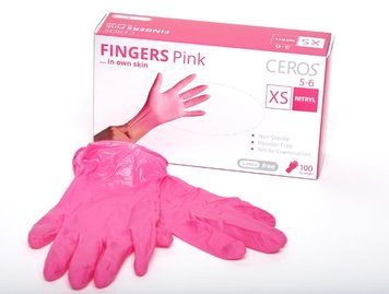 CEROS, Fingers PINK, XS (5-6), Нітрилові рукавички. Рожеві 1х100 шт. CE0054 фото