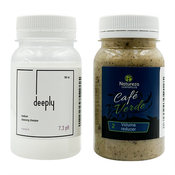 Кератин Natureza Cafe Verde + Deeply Medium Cleansing Shampoo 7.3 pH 100+100 мл KIT0009 фото