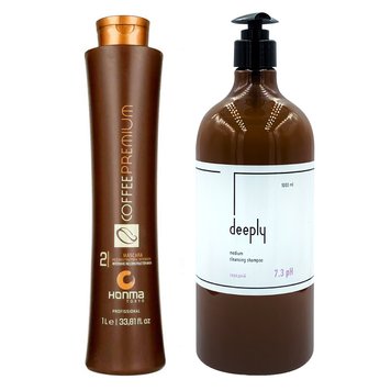 Кератин Honma Tokyo (WENNOZ) Coffee Premium + Deeply Medium Cleansing Shampoo 7.3 pH 1000+1000 мл KIT0014 фото