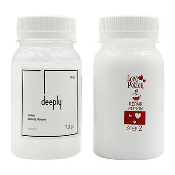Кератин Love Potion Repair + Deeply Medium Cleansing Shampoo 7.3 pH 100+100 мл KIT0007 фото